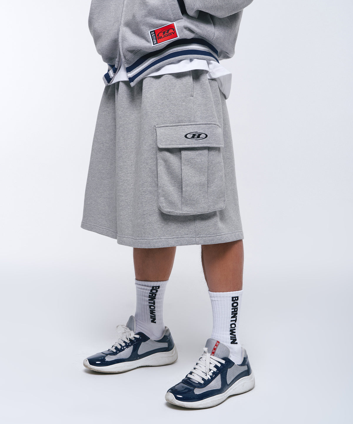 【韓国限定】SYMBOL LOGO CARGO BERMUDA PANTS [MELANGE GREY]