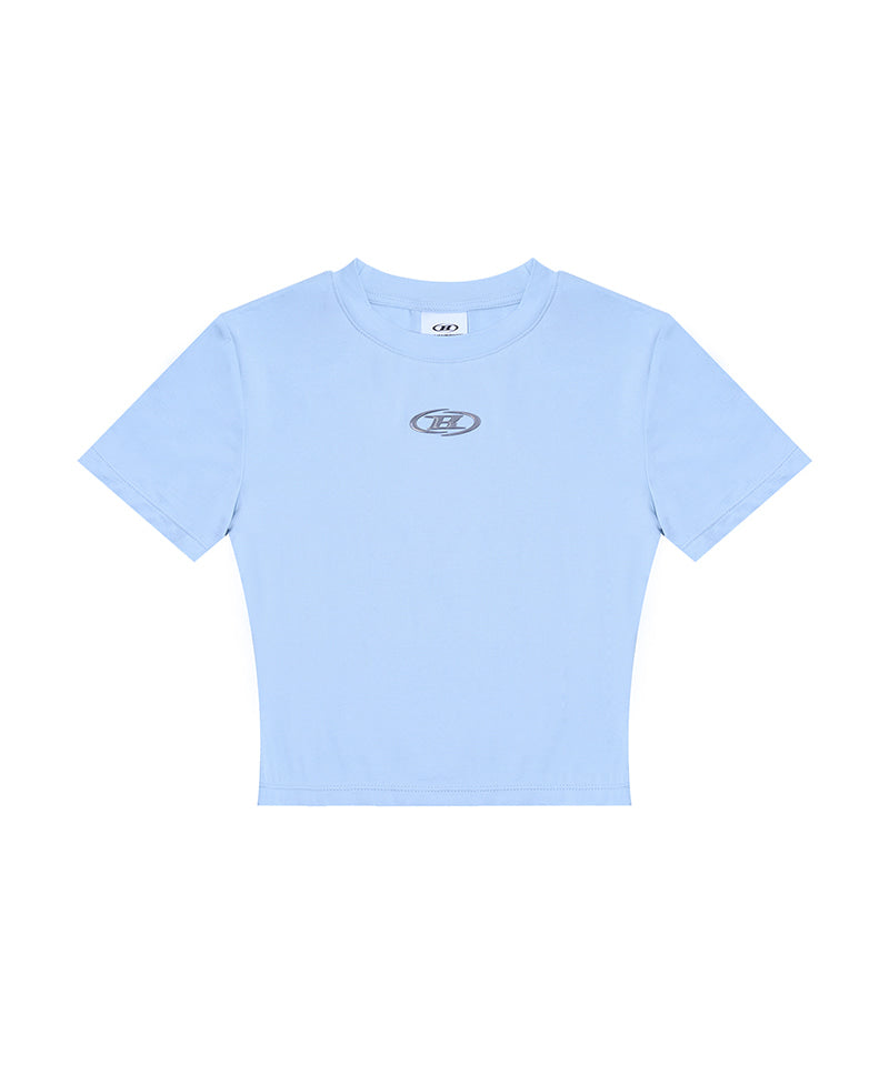 【予約販売：ご注文より1～3週間後に発送予定】SILVER B MODAL CROP T-SHIRTS [SKY BLUE]