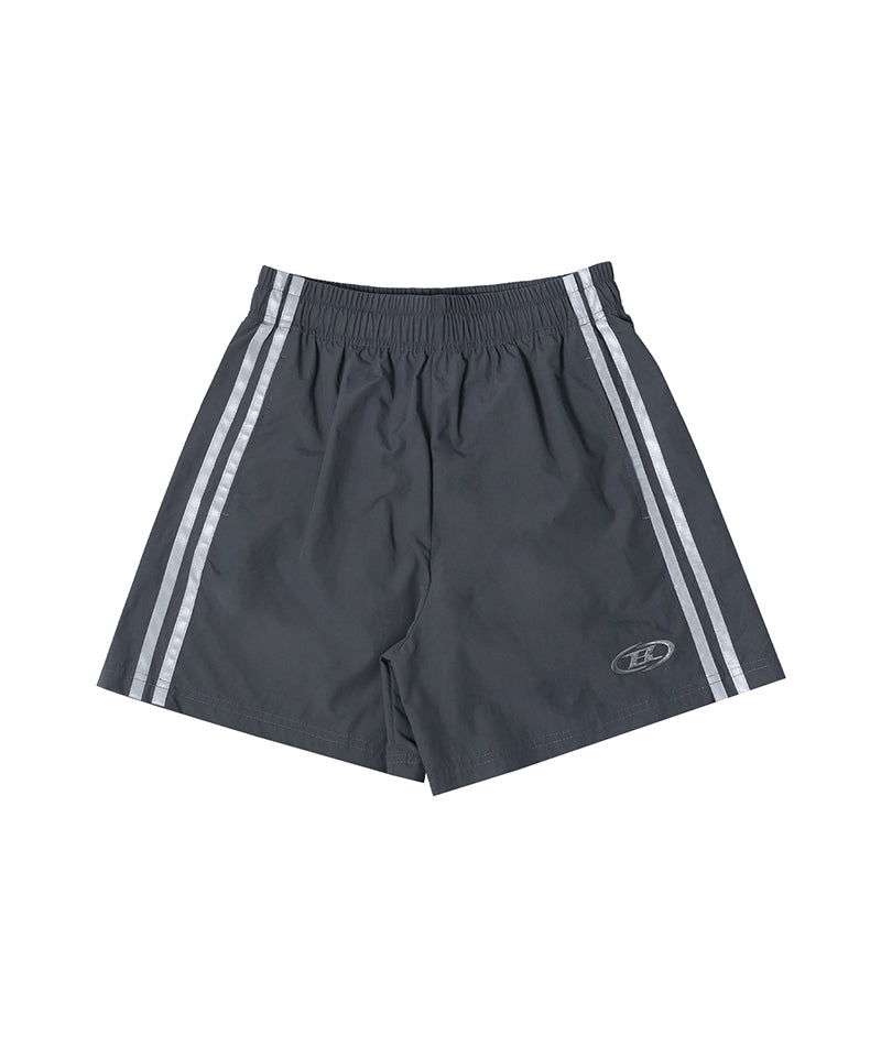 【韓国限定】REFLECTIVE LINE NYLON SHORTS [CHARCOAL]