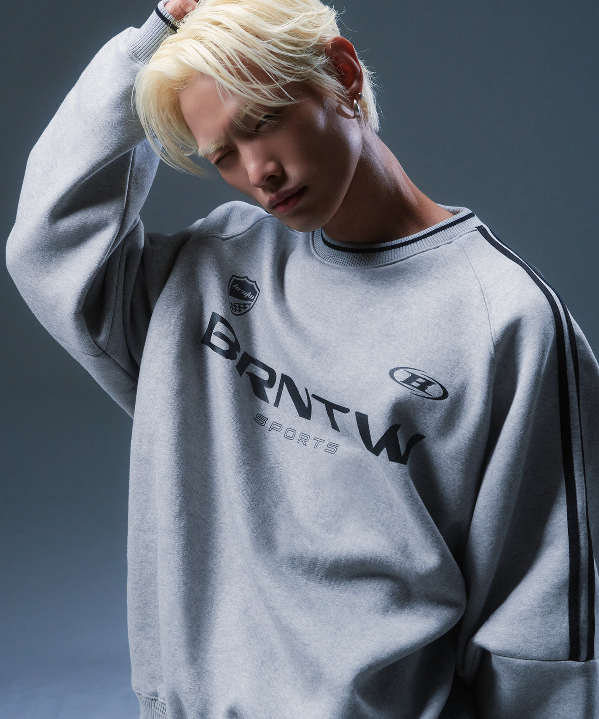 FLEECE BRNTW TRACK LINE SWEATSHIRTS [MELANGE GREY]