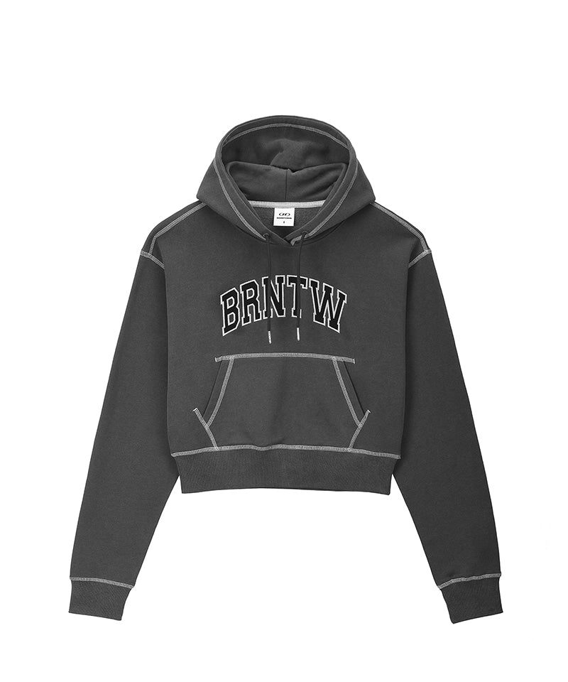 【韓国限定】W PIGMENT DYEING CROP HOODIE [CHARCOAL]