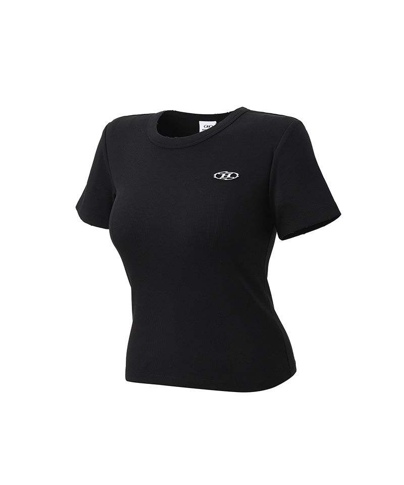 【予約販売：ご注文より1～3週間後に発送予定】W B PENDANT RIBBED T-SHIRTS [BLACK]