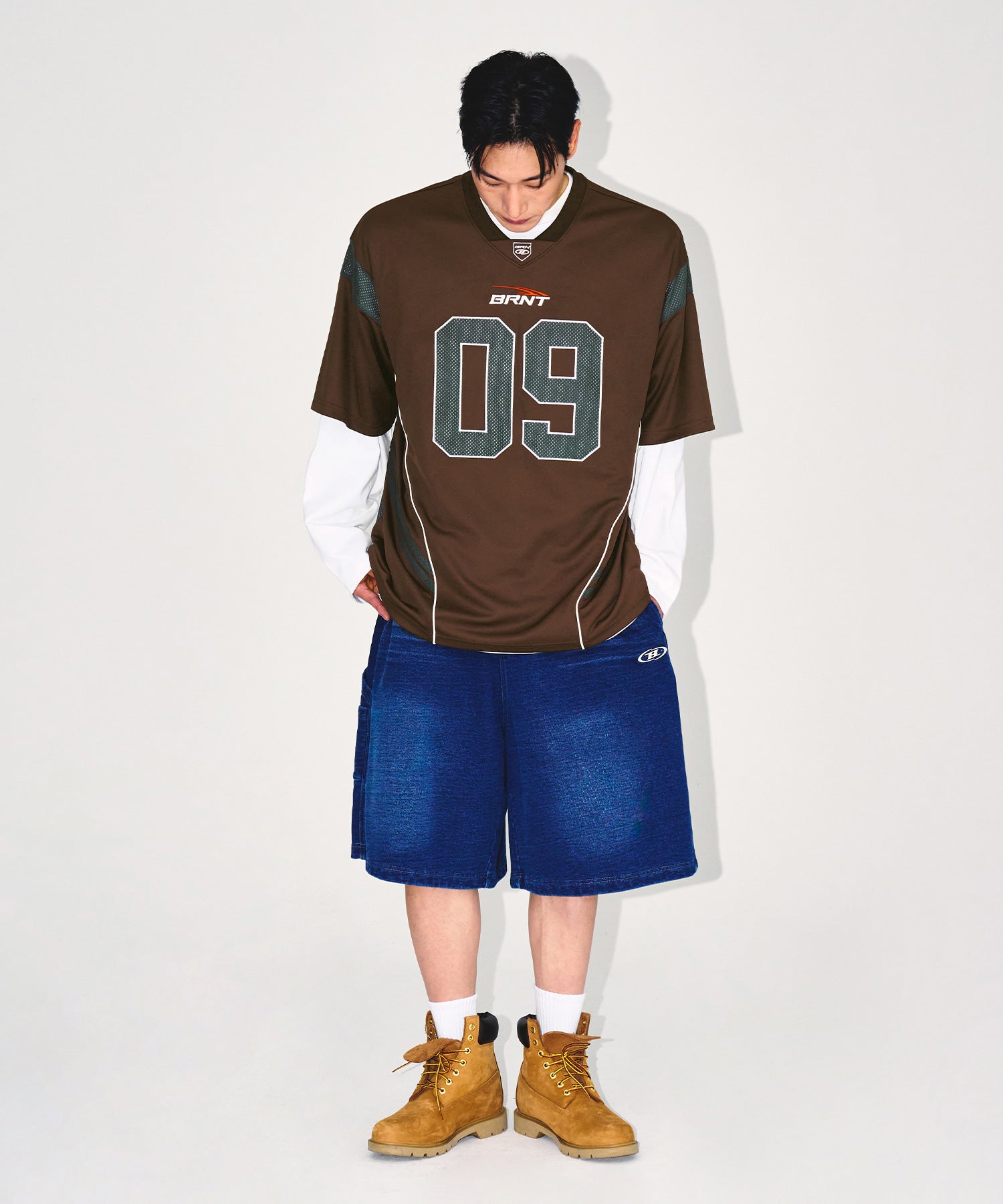 【予約販売：ご注文より1～3週間後に発送予定】09 APPLIQUE RUGBY JERSEY T-SHIRTS [BROWN]