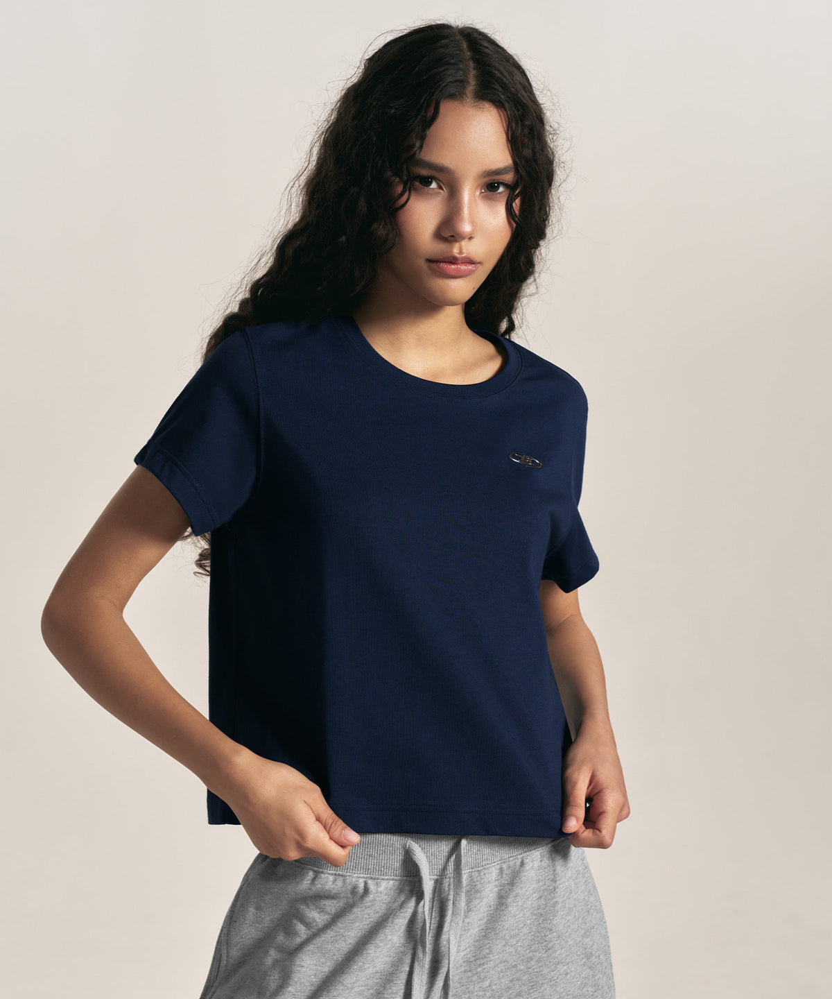 【韓国限定】W SILVER B BASIC T-SHIRTS [NAVY]