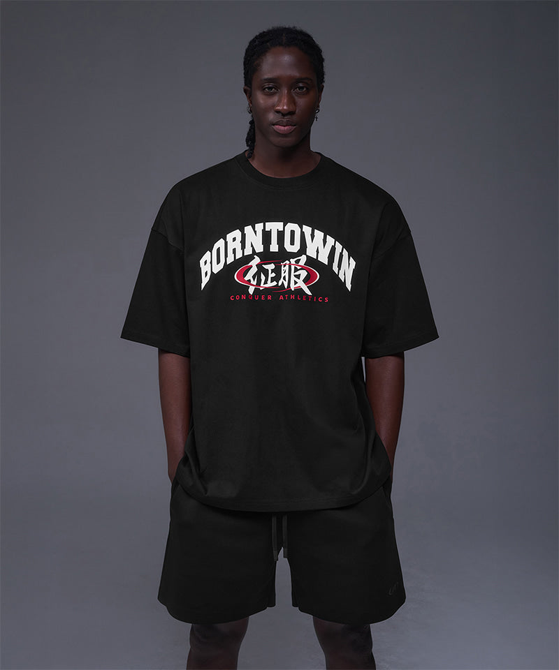 【韓国限定】CONQUER ATHLETICS SEMI OVER FIT T-SHIRTS [BLACK]