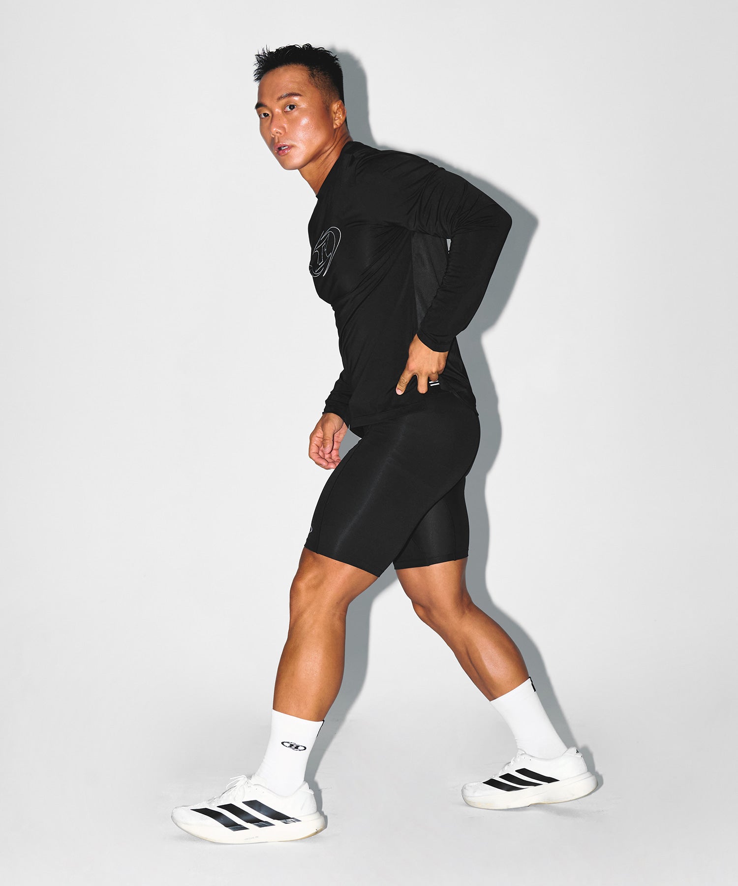 【予約販売：ご注文より1～3週間後に発送予定】BRN OUTBAND SHORT LEGGINGS [BLACK]