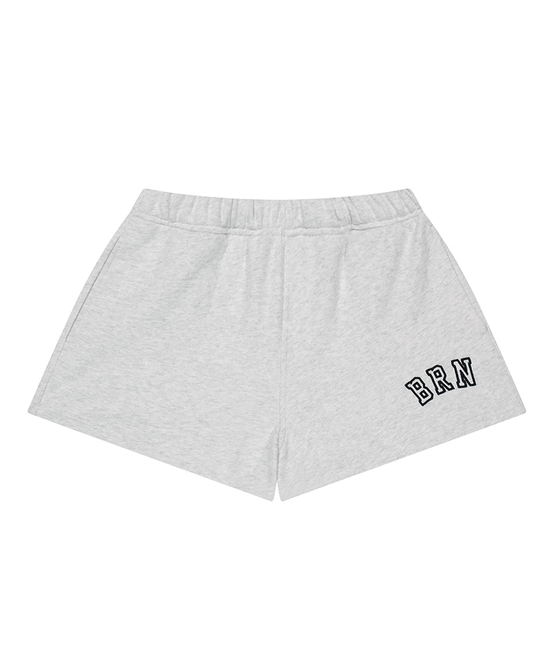 【予約販売：ご注文より1～3週間後に発送予定】W BRN SWEAT SHORTS [WHITE MELANGE]