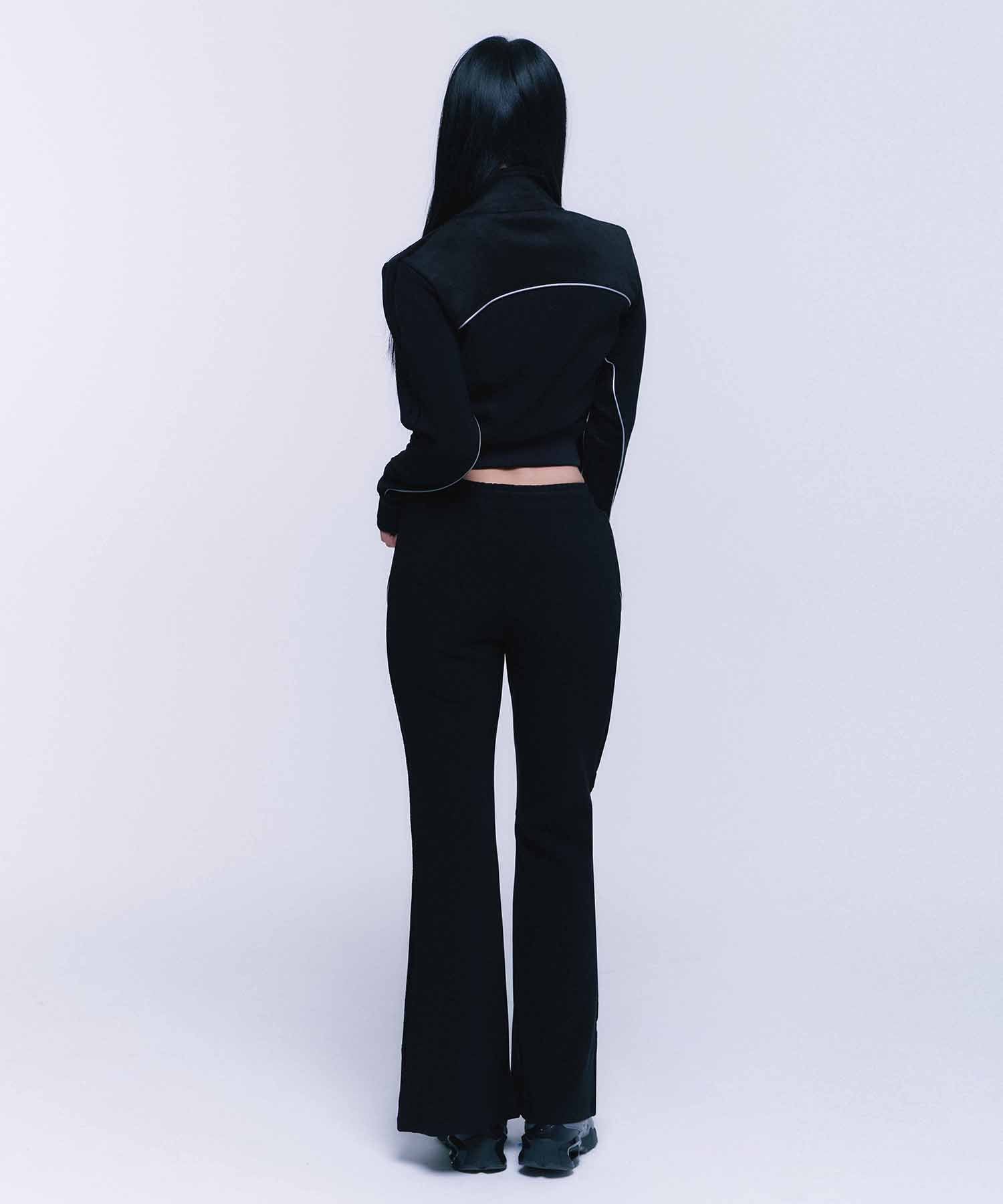 【POPUP展示品】SUEDE SILVER LINE JERSEY BOOTS CUT PANTS [BLACK]