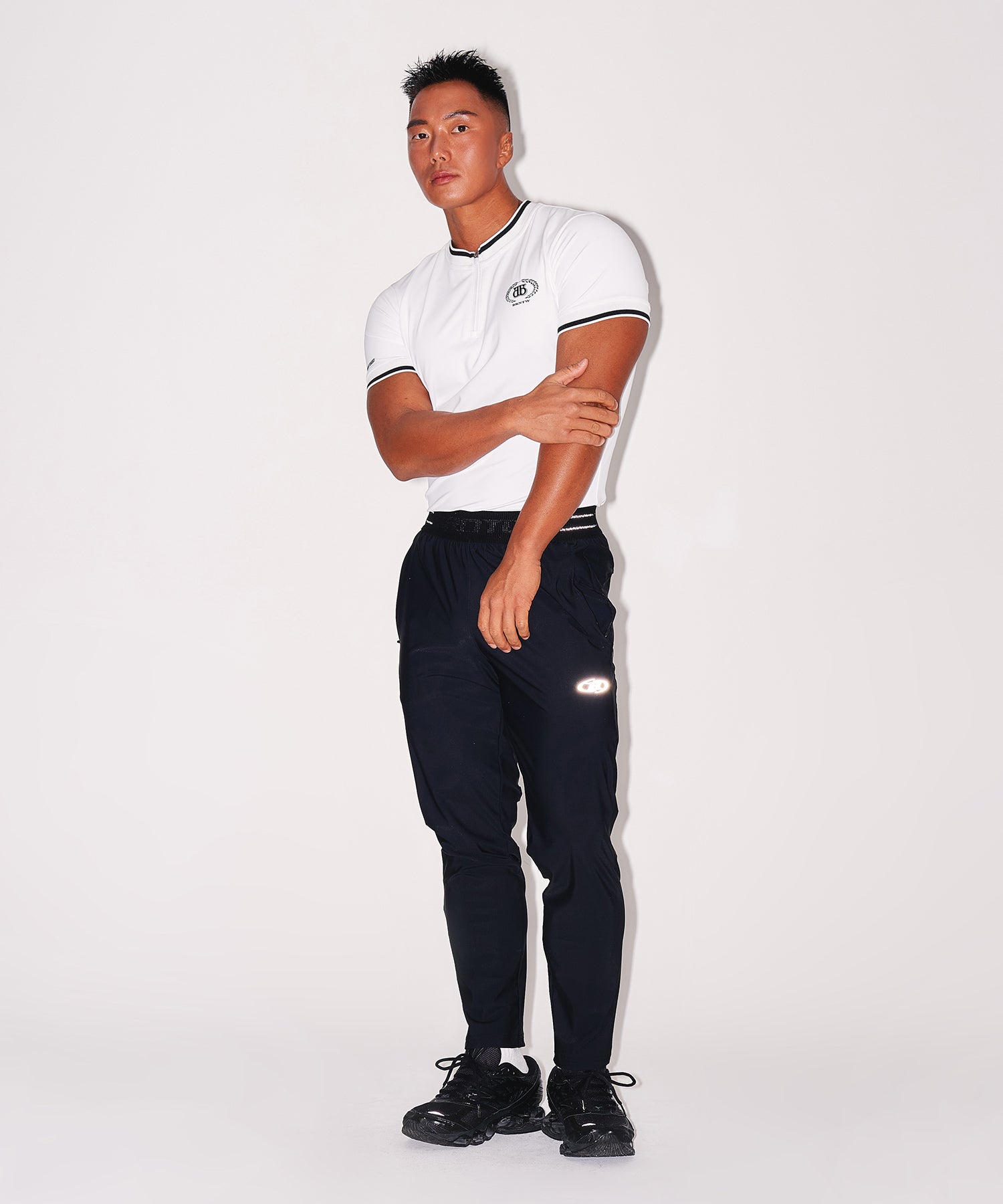 DOUBLE B EMBLEM HALF ZIP UP JERSEY [WHITE]
