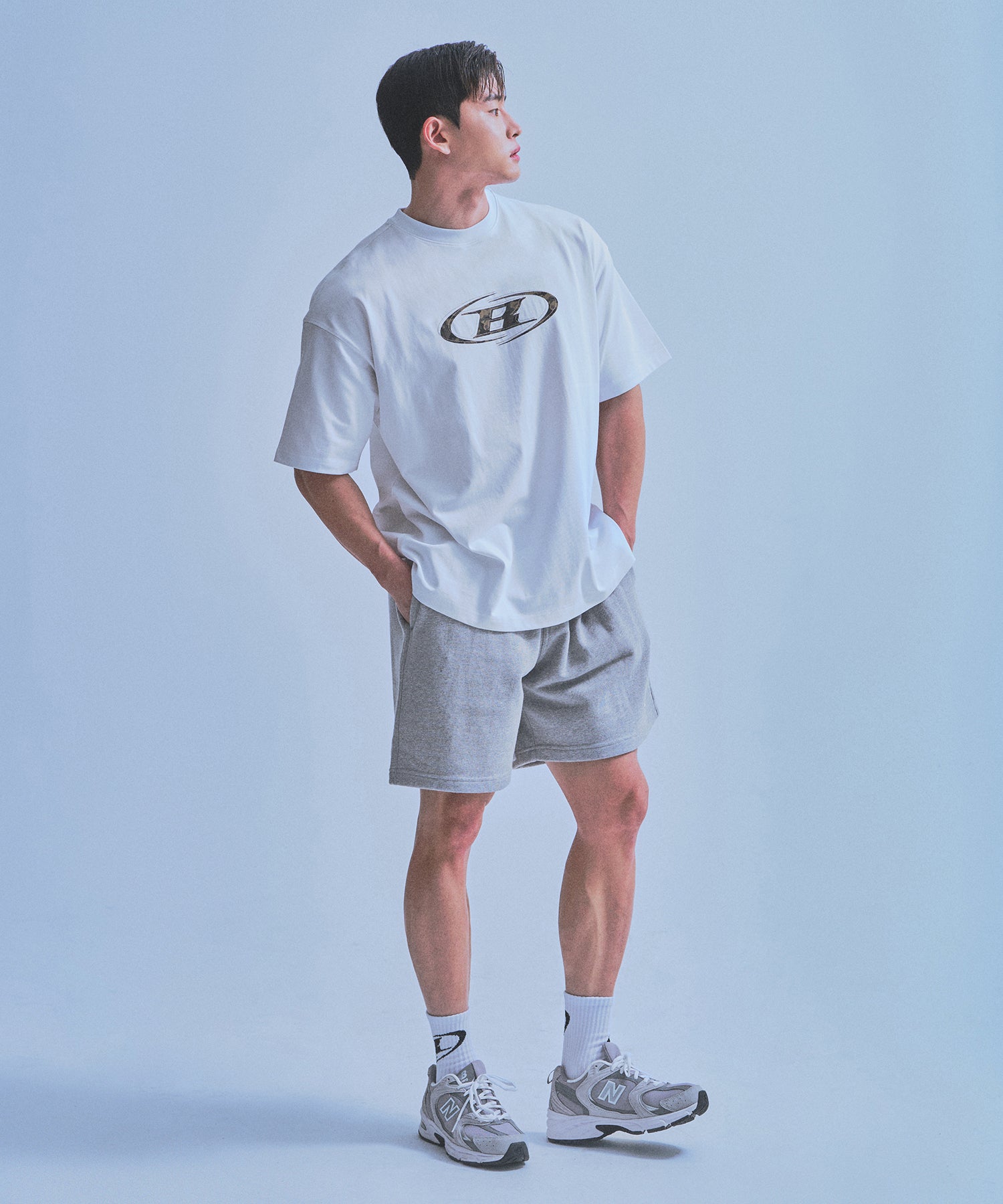 【5/9 release】CHROME B HALF PANTS_SHORT VER [MELANGE GREY]