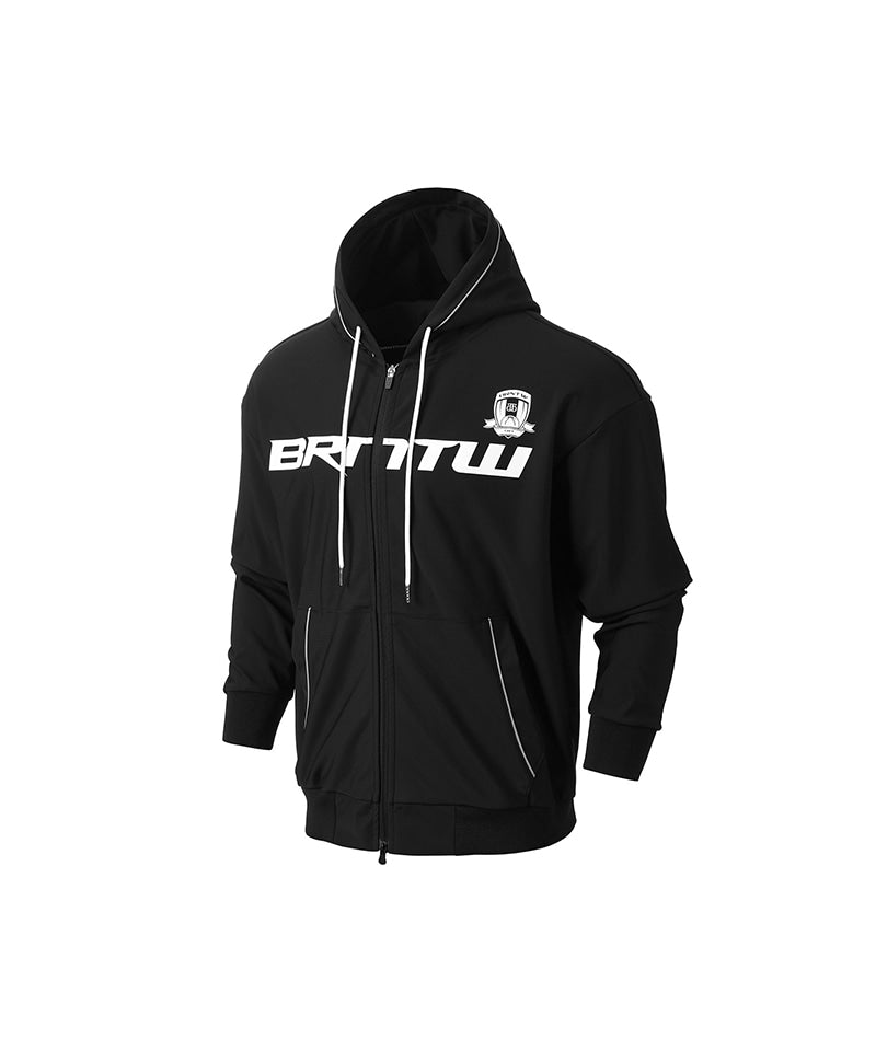 【POPUP展示品】BRNTW EMBLEM ACTIVE ZIP-UP HOODIE [BLACK]