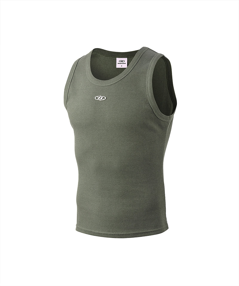 【予約販売：ご注文より1～3週間後に発送予定】B PENDANT PIGMENT RIBBED SLEEVELESS [KHAKI]