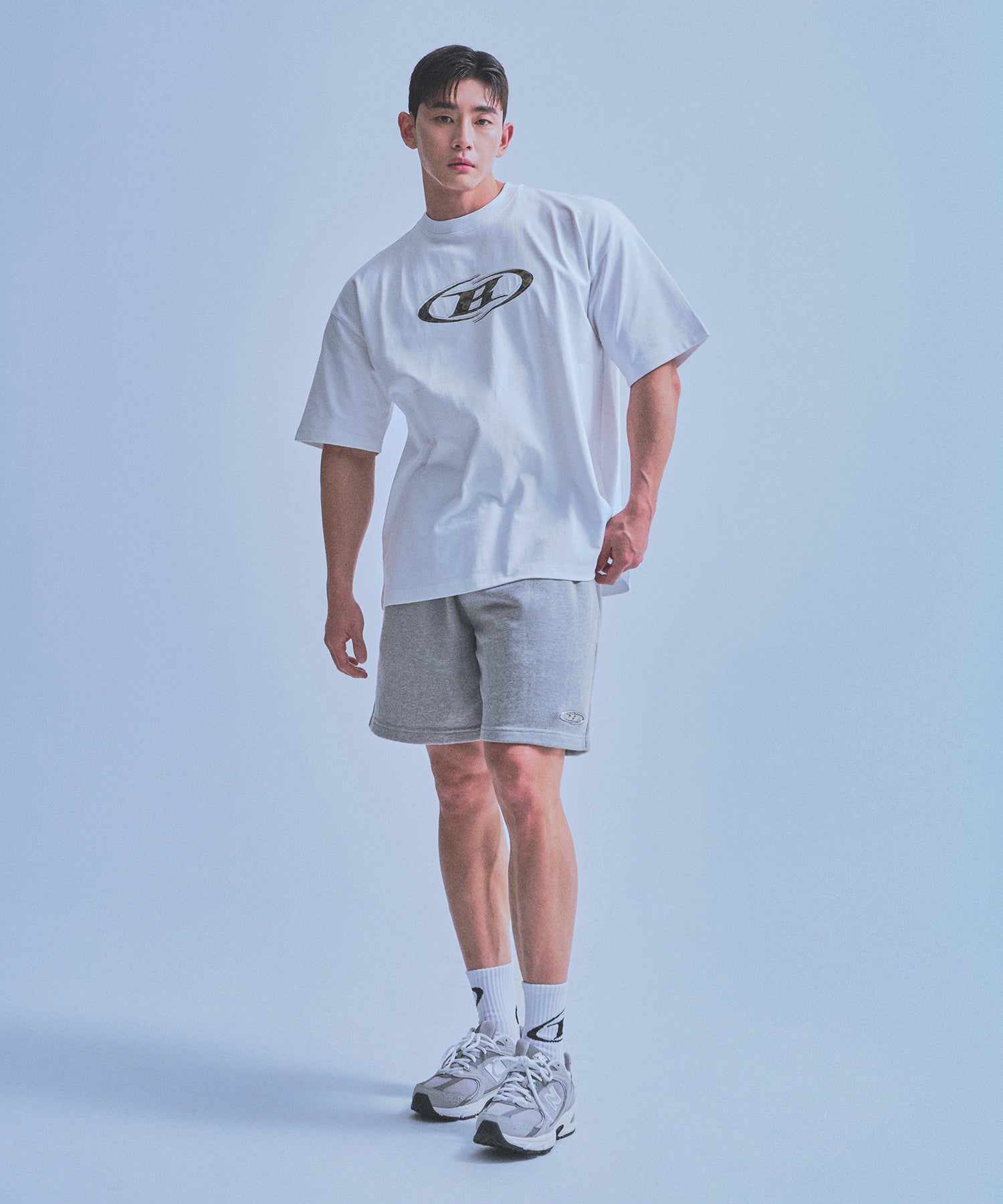 【5/9 release】CHROME B HALF PANTS_SHORT VER [MELANGE GREY]