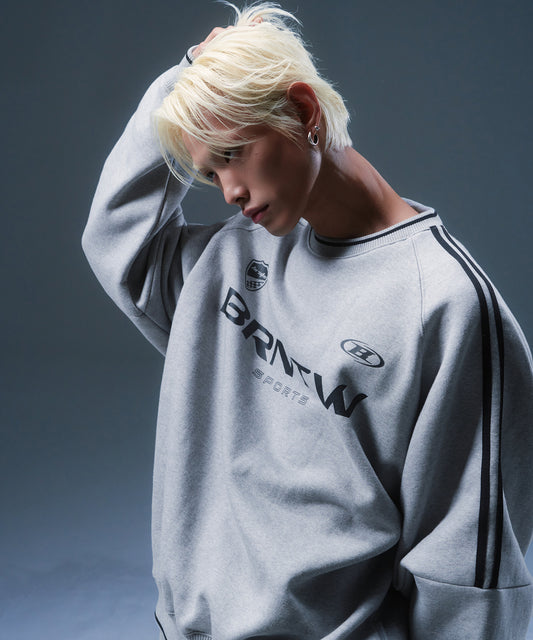 FLEECE BRNTW TRACK LINE SWEATSHIRTS [MELANGE GREY]