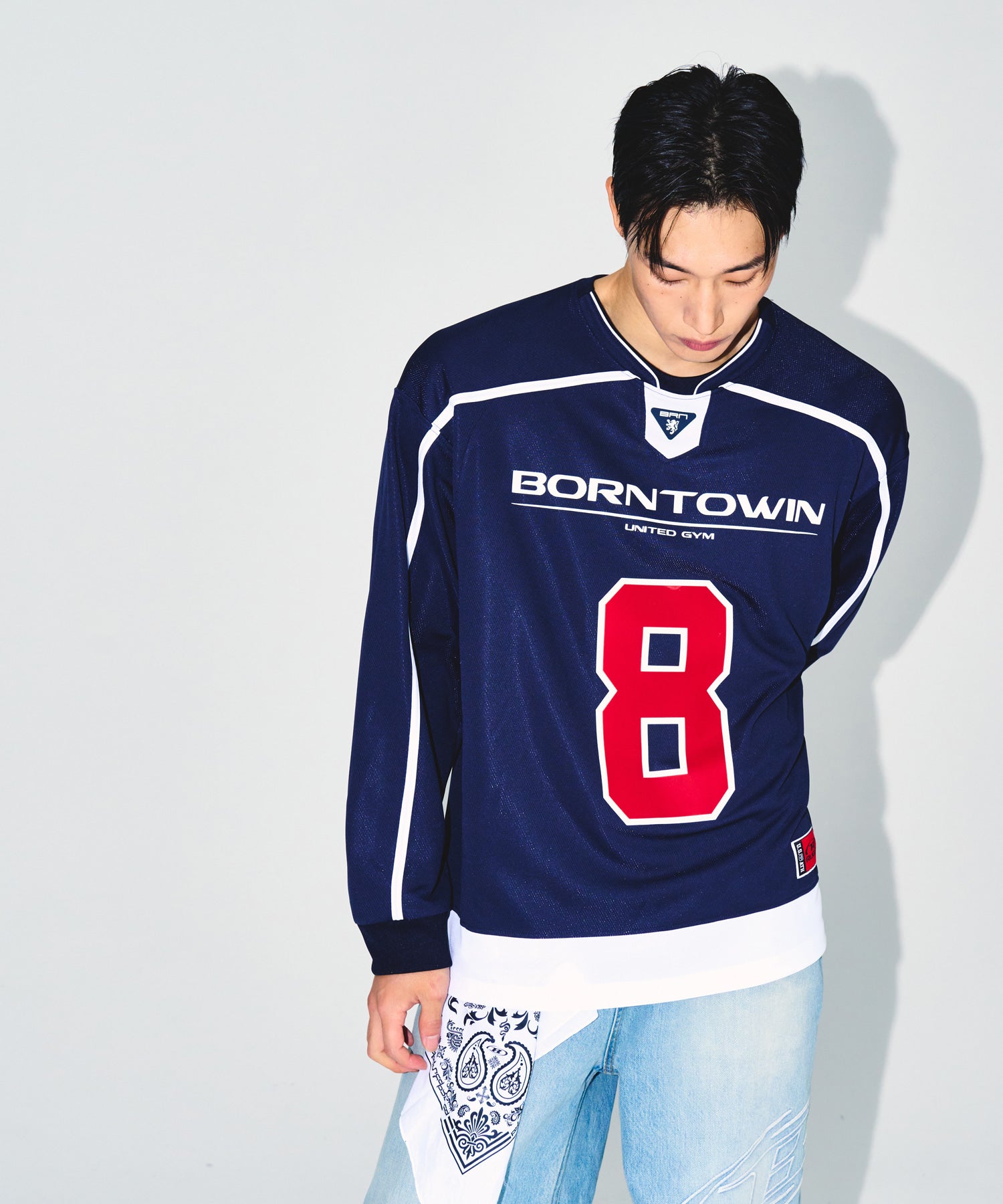 【予約販売：ご注文より1～3週間後に発送予定】LINE TAPING RUGBY LONG SLEEVE [NAVY]
