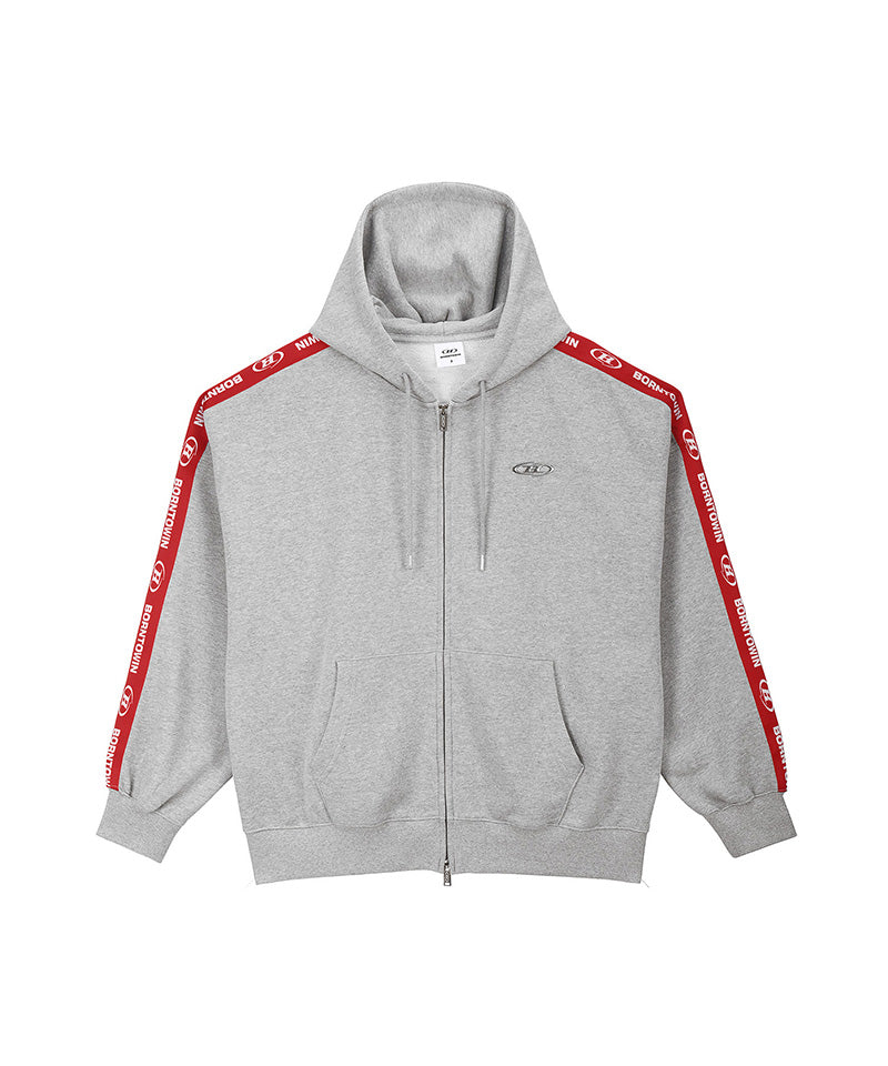 【予約販売：ご注文より1～3週間後に発送予定】CHROME B RED LINE HOODIE ZIP-UP [MELANGE GREY]