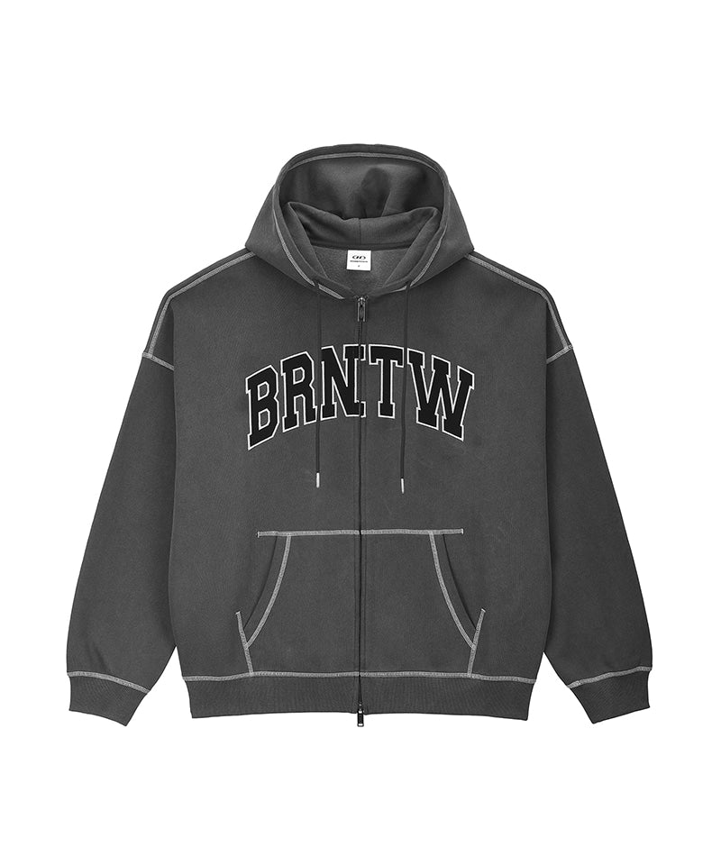 【予約販売：ご注文より1～3週間後に発送予定】PIGMENT DYEING HOODIE ZIP-UP [CHARCOAL]