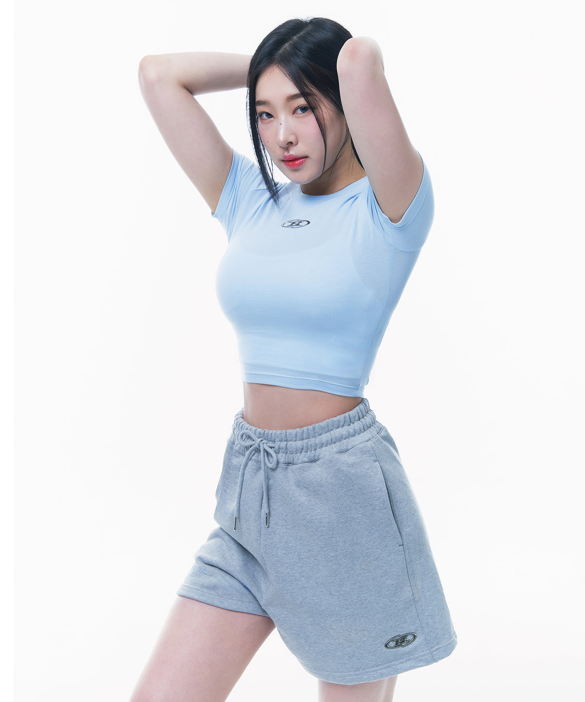 【韓国限定】SILVER B MODAL CROP T-SHIRTS [SKY BLUE]