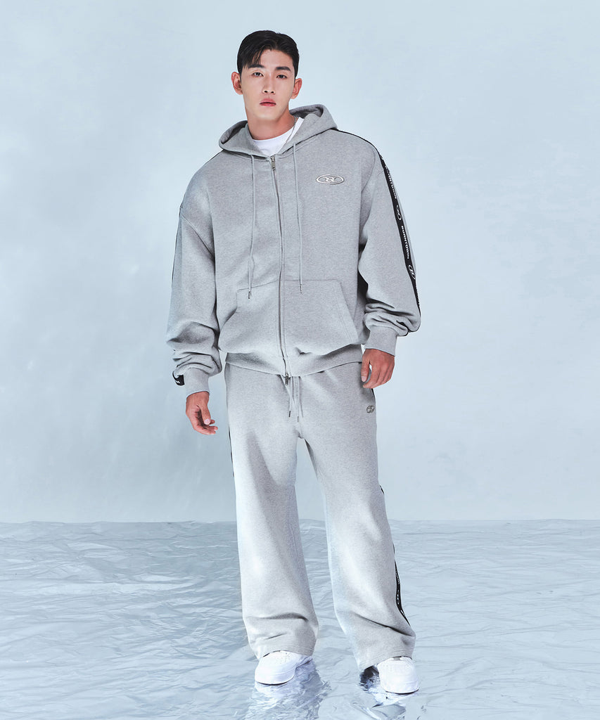 韓国限定】CHROME B BLACK LINE WIDE PANTS [MELANGE GREY
