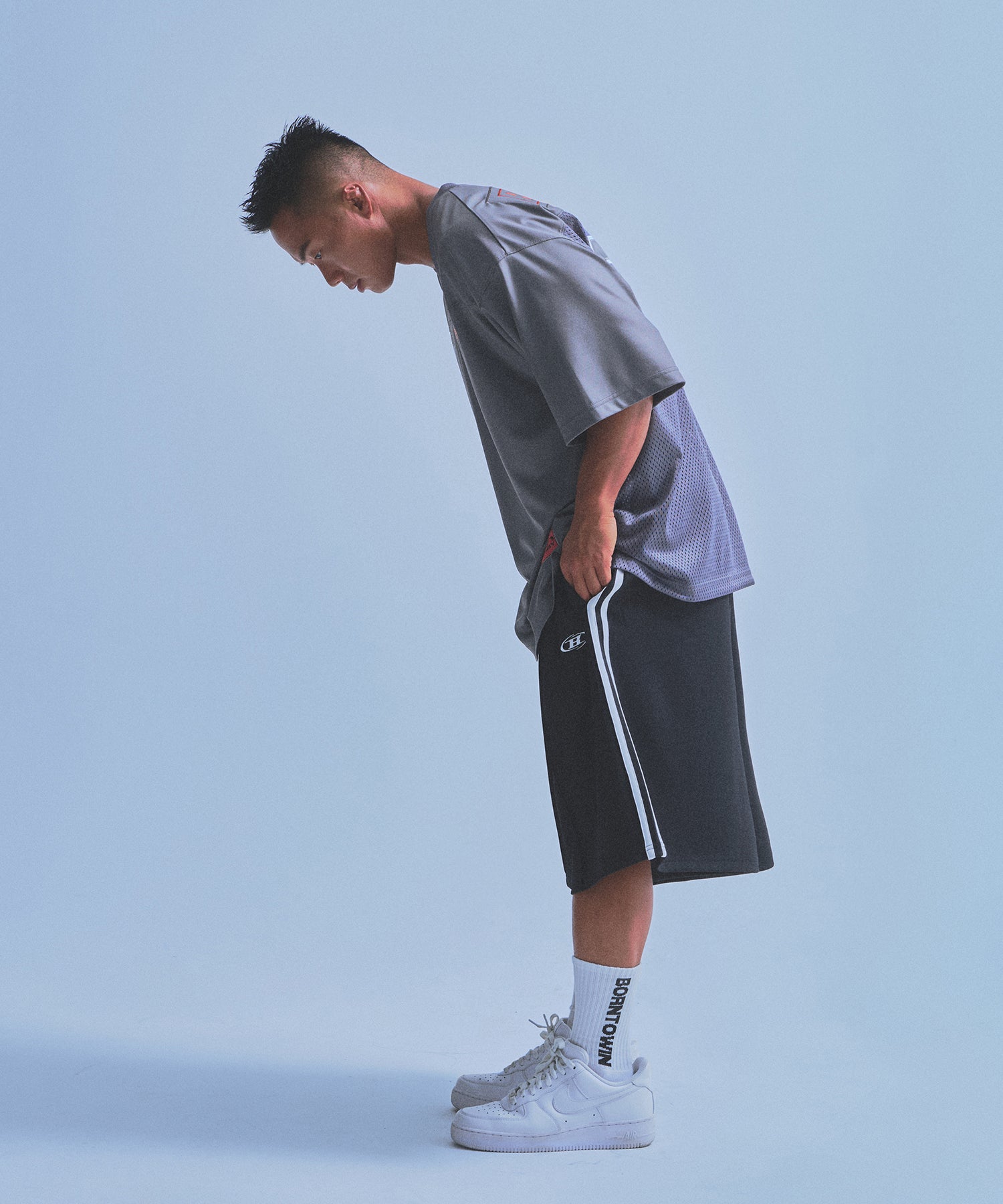 【5/9 release】SYMBOL B TRACK LINE JERSEY BERMUDA PANTS [BLACK]