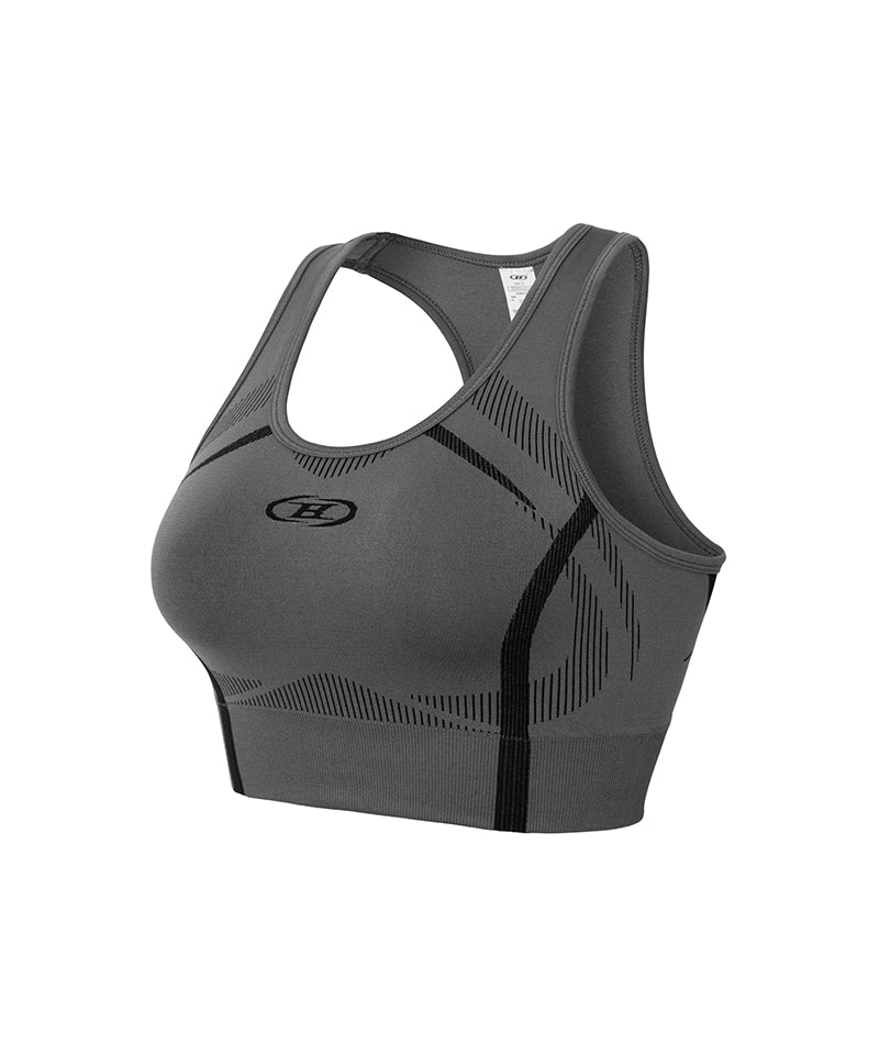 【予約販売：ご注文より1～3週間後に発送予定】W SYMBOL B ECLIPSE SEAMLESS BRA TOP [CHARCOAL]