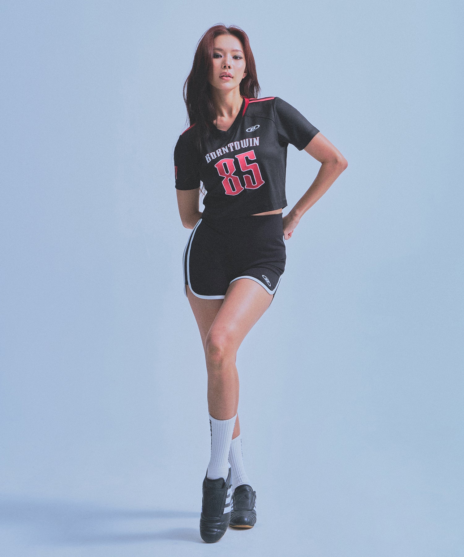 予約販売：ご注文より1～3週間後に発送予定】W RUGBY JERSEY SEMI CROP