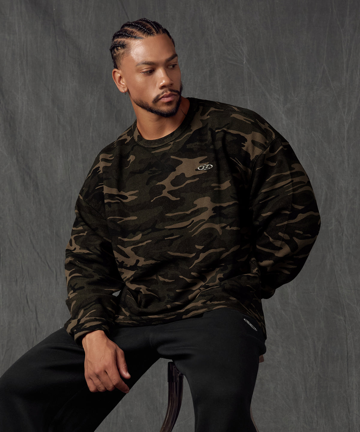 【韓国限定】CHROME B WAFFLE LONG SLEEVE [CAMO]