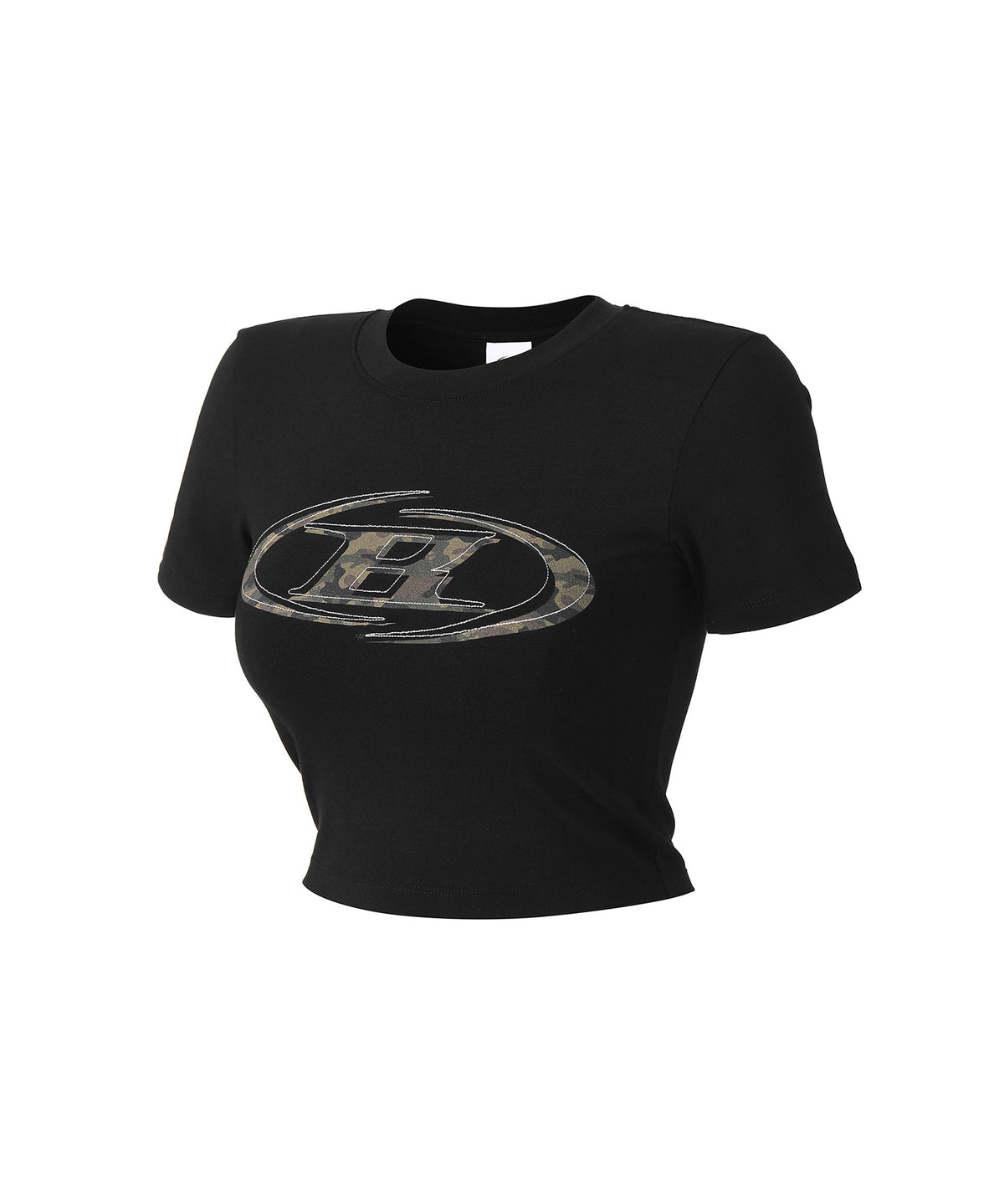 【POPUP展示品】W CAMO B LOGO SEMI CROP T-SHIRTS [BLACK]